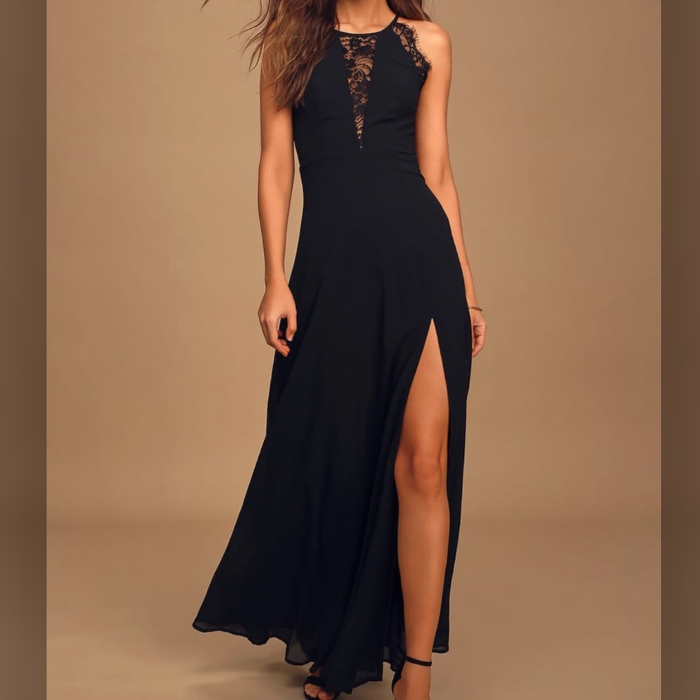 Romantic Mood Black Lace Sleeveless Maxi Dress